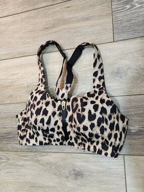 Victoria's Secret Leopard Front-Zip Sports Bra - Beige Black Size 34B